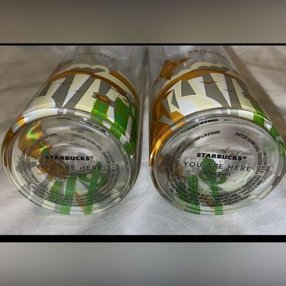 Set of 2 Starbucks ARIZONA YAH Drinking Glass Bottles You Are Here New - Picture 6 of 7